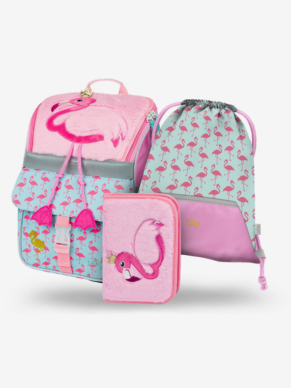 BAAGL  Ροζ σχολικό σετ Zippy - χαρτοφύλακας, μολυβοθήκη, τσάντα Baagl Flamingo