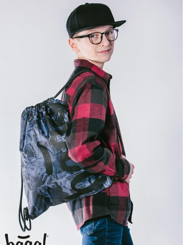 BAAGL  Γκρι σχολικό σετ - σακίδιο πλάτης, μολυβοθήκη, τσάντα Baagl Core Technic