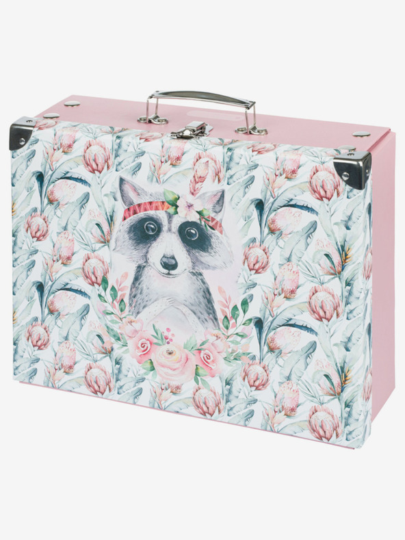 BAAGL  Ροζ πτυσσόμενη σχολική τσάντα με εξαρτήματα Baagl Raccoon