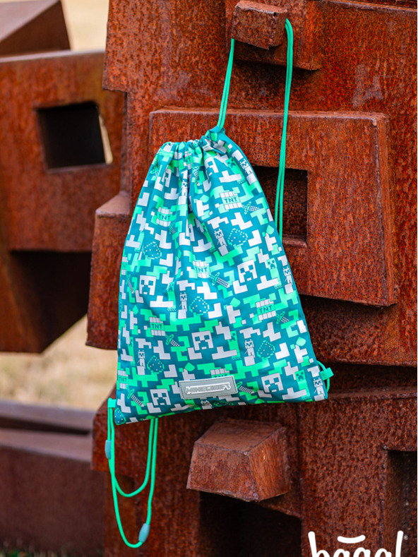 BAAGL  Πράσινο σχολικό σετ - μολυβοθήκη, τσάντα Baagl Minecraft 2 Silver Creeper