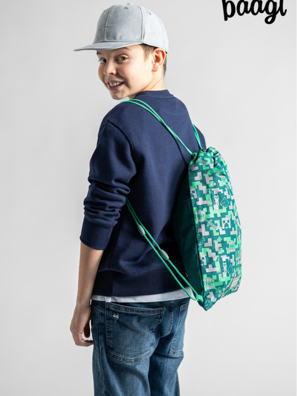 BAAGL  Πράσινο σχολικό σετ - μολυβοθήκη, τσάντα Baagl Minecraft 2 Silver Creeper