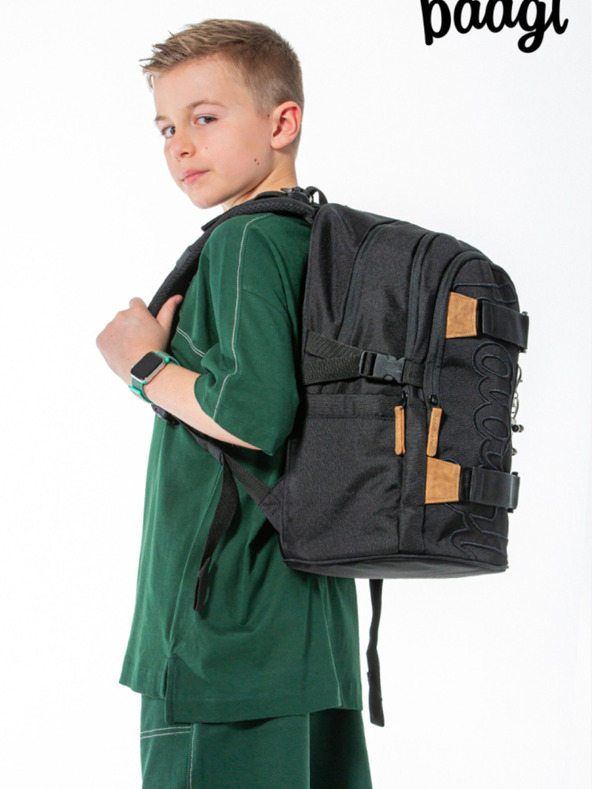 BAAGL  Γκρι σχολικό σετ - σακίδιο πλάτης, μολυβοθήκη, τσάντα Baagl Skate Darkness