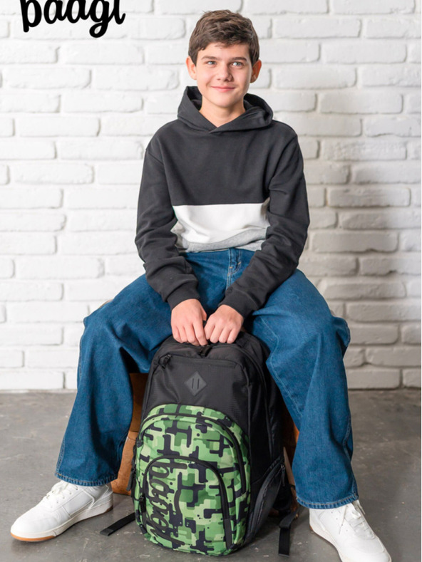 BAAGL  Μαύρο σχολικό σετ - σακίδιο πλάτης, μολυβοθήκη, τσάντα Baagl Coolmate Green