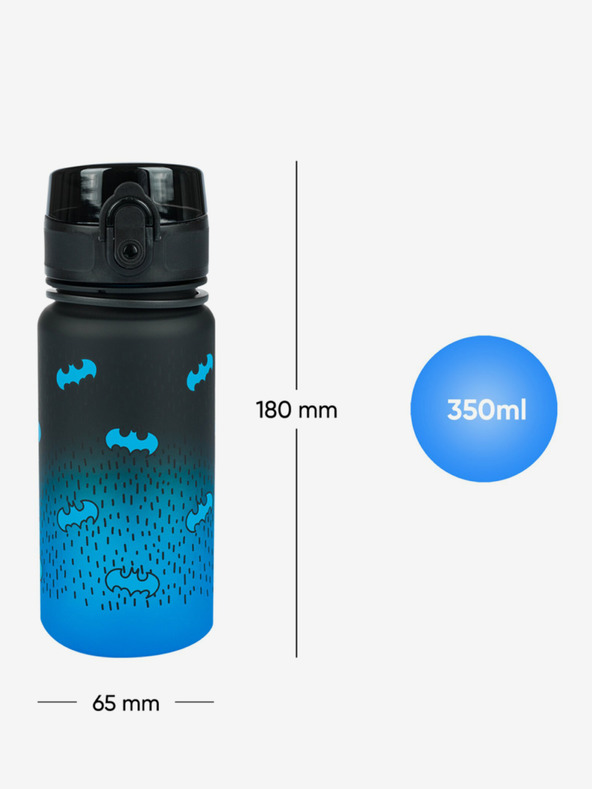 BAAGL  Μαύρο μπουκάλι πόσιμου tritan βαθμιδωτό μπλέ batman, 350 ml Baagl