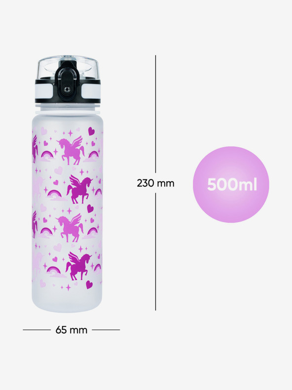 BAAGL  Μωβ μπουκάλι πόσιμου tritan βασίλειο των μονόκερων, 500 ml Baagl