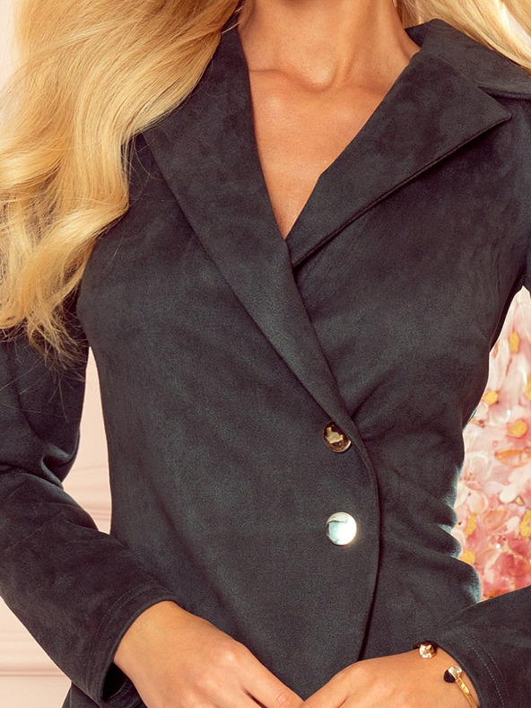 numoco Αναμενόμενο φόρεμα με κουμπιά και γιακά - πράσινο Numoco