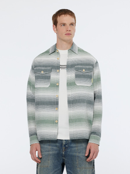 Scotch & Soda Λευκό και πράσινο ανδρικό ριγέ πουκάμισο Scotch & Soda