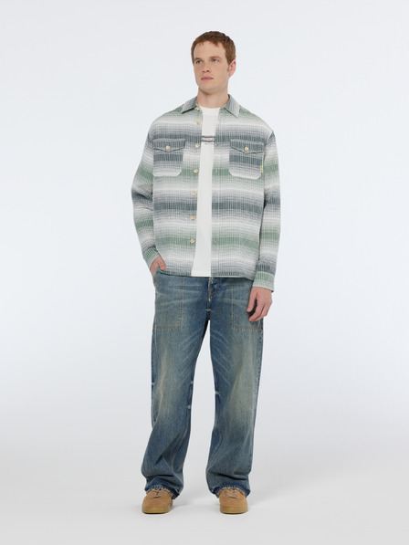Scotch & Soda Λευκό και πράσινο ανδρικό ριγέ πουκάμισο Scotch & Soda