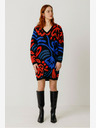 SKFK SKFK μπλε-πορτοκαλί γυναικείο πουλόβερ φόρεμα με μοτίβο