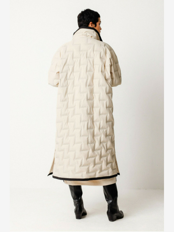 SKFK Κρεμώδες γυναικείο χειμερινό παλτό SKFK