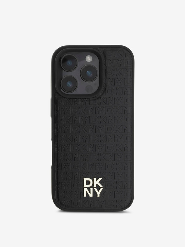 DKNY DKNY PU Leather Repeat Pattern Stack Logo MagSafe Back Cover για iPhone 16 Pro Μαύρο