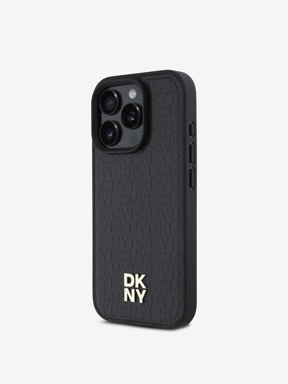 DKNY DKNY PU Leather Repeat Pattern Stack Logo MagSafe Back Cover για iPhone 16 Pro Μαύρο