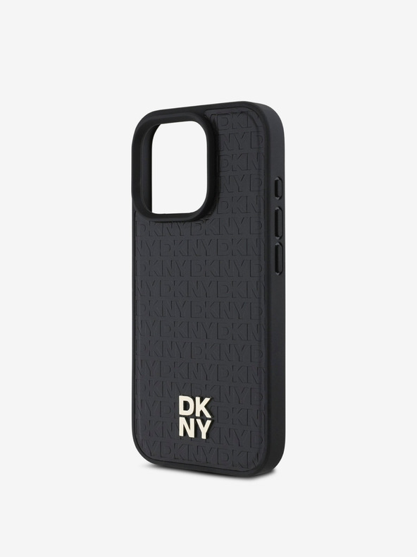 DKNY DKNY PU Leather Repeat Pattern Stack Logo MagSafe Back Cover για iPhone 16 Pro Μαύρο