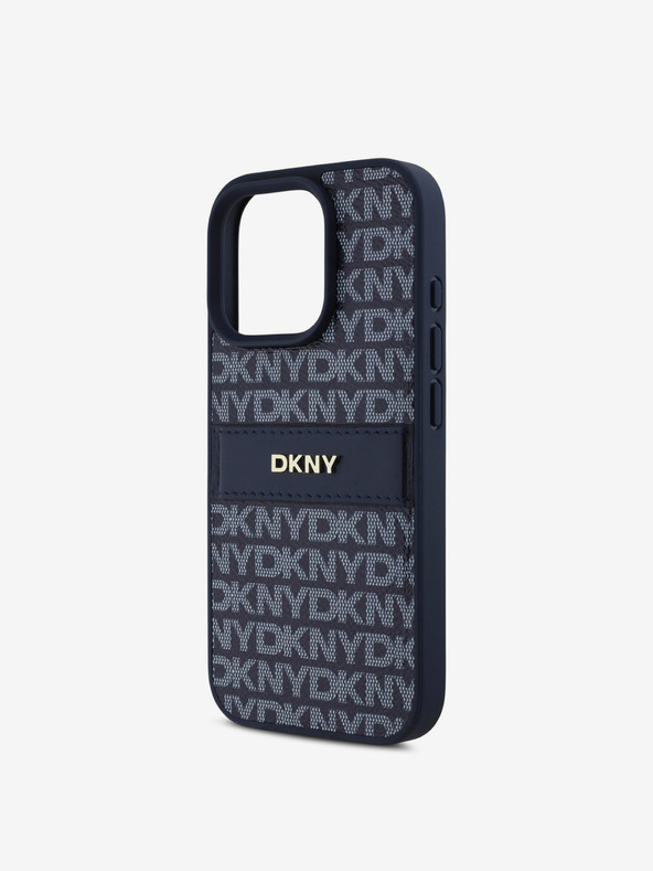 DKNY DKNY PU Leather Repeat Pattern Tonal Stripe Back Cover για iPhone 16 Pro Max Μπλε