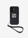 DKNY DKNY PU δέρμα με λογότυπο Stack λουράκι καρπού πίσω κάλυμμα για iPhone 16 Μαύρο
