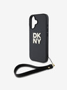 DKNY DKNY PU δέρμα με λογότυπο Stack λουράκι καρπού πίσω κάλυμμα για iPhone 16 Μαύρο