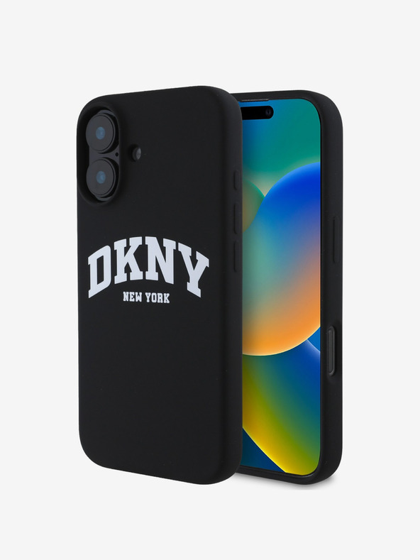 DKNY DKNY Υγρή σιλικόνη με αψίδα Logo MagSafe Πίσω κάλυμμα για iPhone 16 Plus Μαύρο