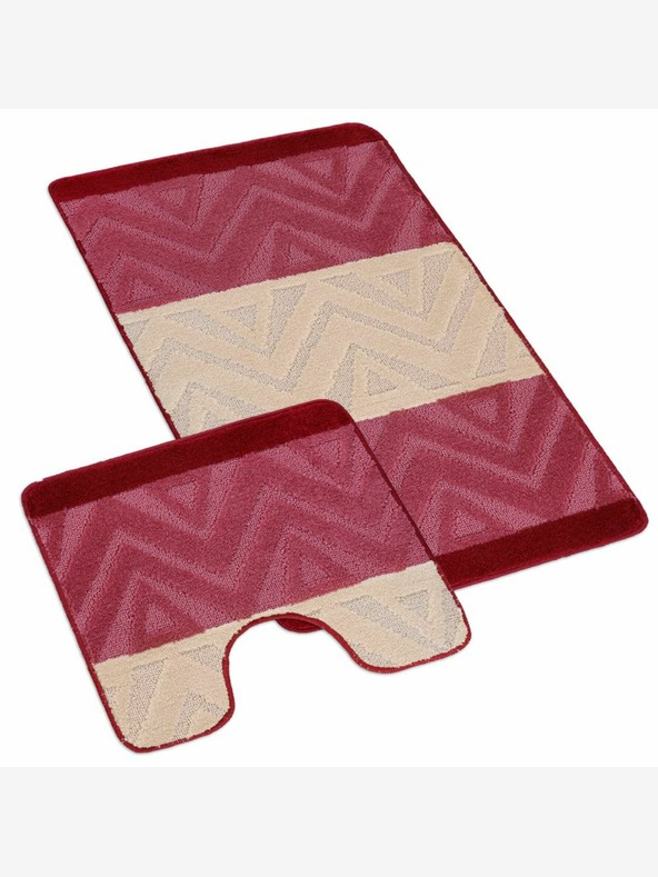 Bellatex Χαλάκι μπάνιου και τουαλέτας chevron μπορντό Bellatex