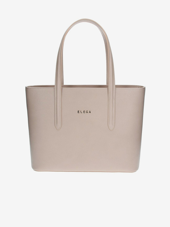 Elega Μπεζ Γυναικεία δερμάτινη τσάντα ΕΛΕΓΑ Simone
