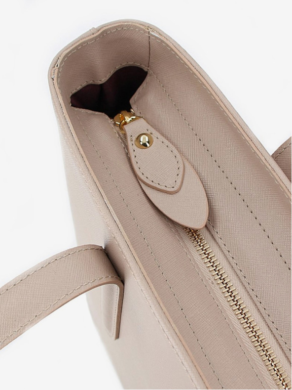 Elega Μπεζ Γυναικεία δερμάτινη τσάντα ΕΛΕΓΑ Simone