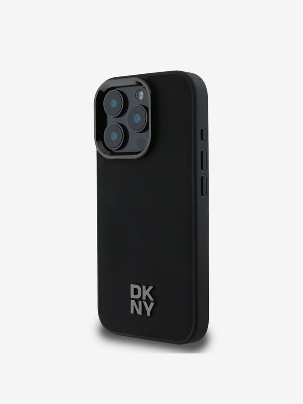 DKNY DKNY PU δέρμα Stack Logo Magsafe Πίσω κάλυμμα για iPhone 16 Pro Μαύρο
