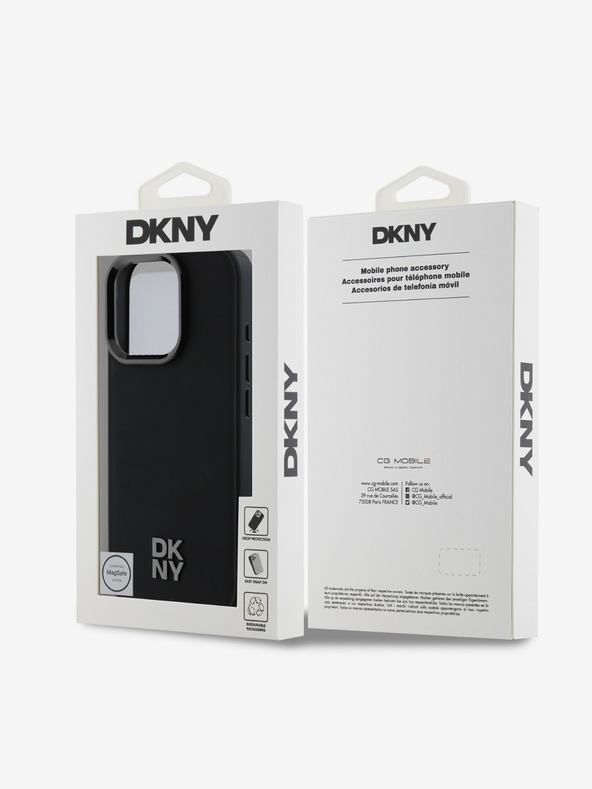 DKNY DKNY PU δέρμα Stack Logo Magsafe Πίσω κάλυμμα για iPhone 16 Pro Μαύρο