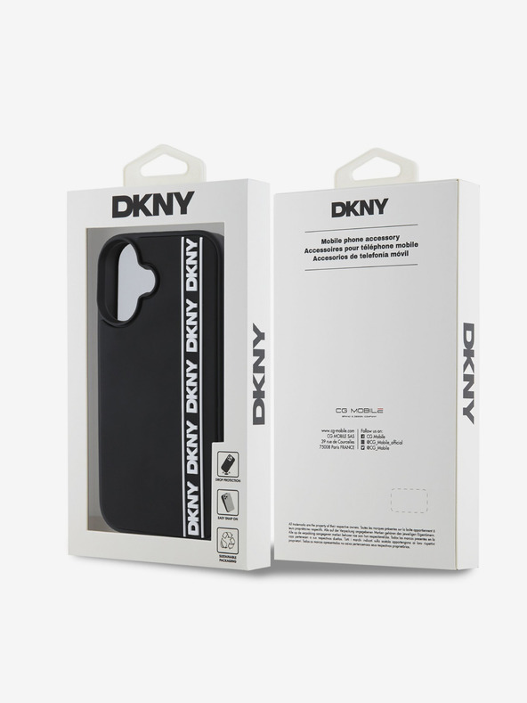 DKNY DKNY 3D καουτσούκ Επαναλαμβανόμενο λογότυπο γραμμής Πίσω κάλυμμα για iPhone 16 Μαύρο