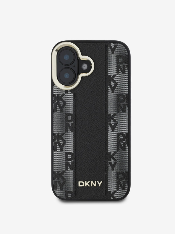 DKNY DKNY PU δέρμα με καρό μοτίβο Magsafe πίσω κάλυμμα για iPhone 16 μαύρο