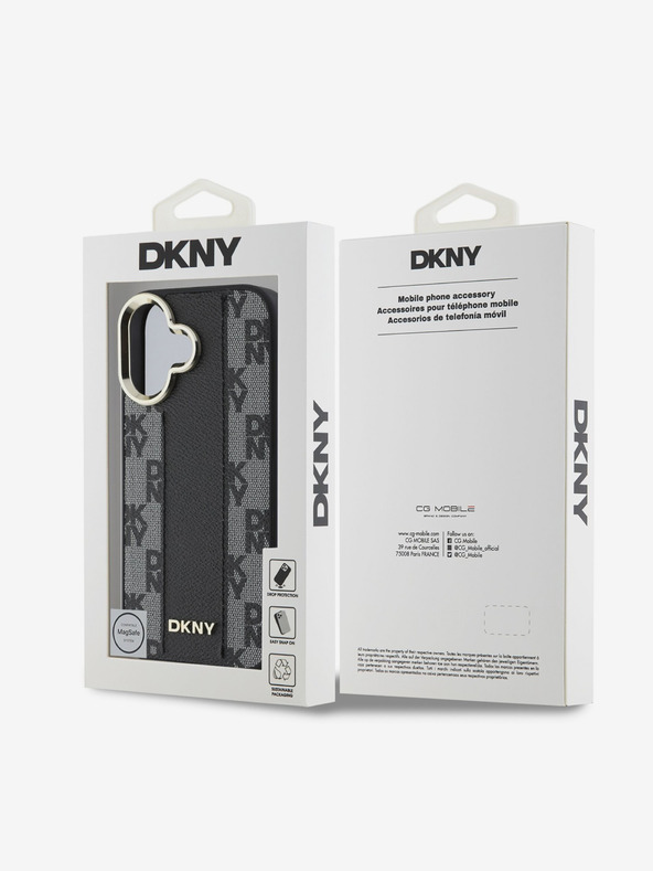 DKNY DKNY PU δέρμα με καρό μοτίβο Magsafe πίσω κάλυμμα για iPhone 16 μαύρο