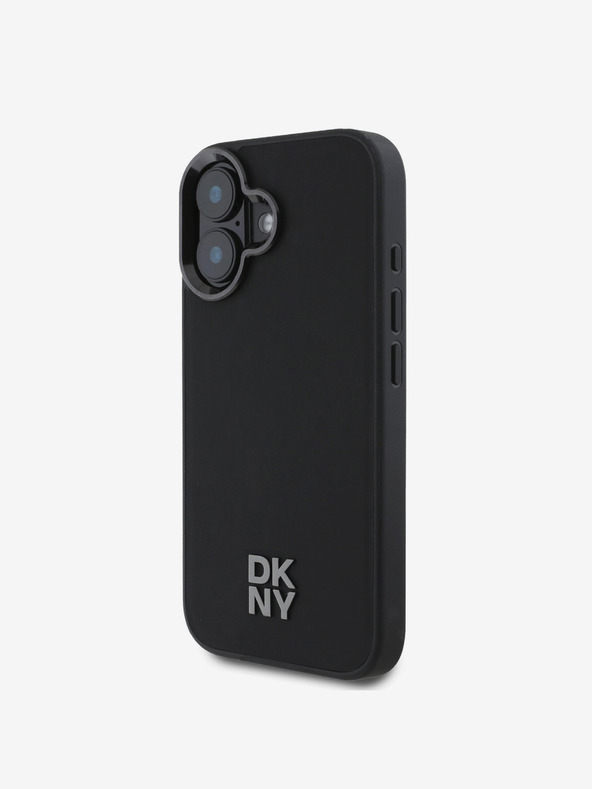 DKNY DKNY PU δέρμα Stack Logo Magsafe πίσω κάλυμμα για iPhone 16 Μαύρο