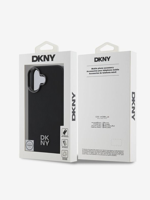 DKNY DKNY PU δέρμα Stack Logo Magsafe πίσω κάλυμμα για iPhone 16 Μαύρο