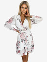 numoco Γυναικείο φόρεμα με λαιμόκοψη μαντήλι και ζώνη - λευκό με τριαντάφυλλα Numoco ROSETTA