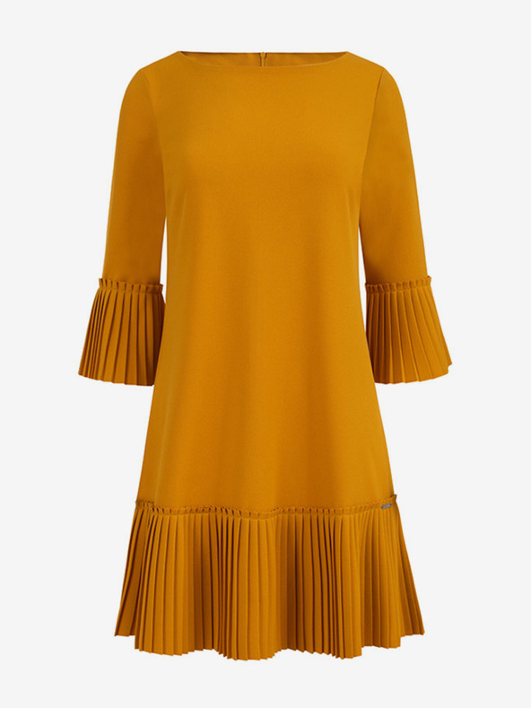 numoco Πλισέ άνετο φόρεμα - μουσταρδί Numoco LUCY