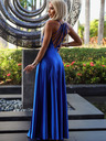 numoco Σατέν μακρύ φόρεμα με αποκλειστική λαιμόκοψη στην πλάτη - μπλε Numoco PERLA