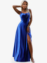numoco Σατέν μακρύ φόρεμα με αποκλειστική λαιμόκοψη στην πλάτη - μπλε Numoco PERLA