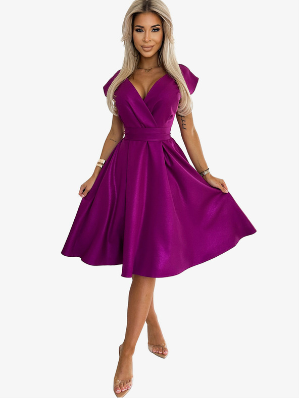 numoco Φόρεμα με φαρδιά λαιμόκοψη - φούξια με γκλίτερ Numoco SCARLETT