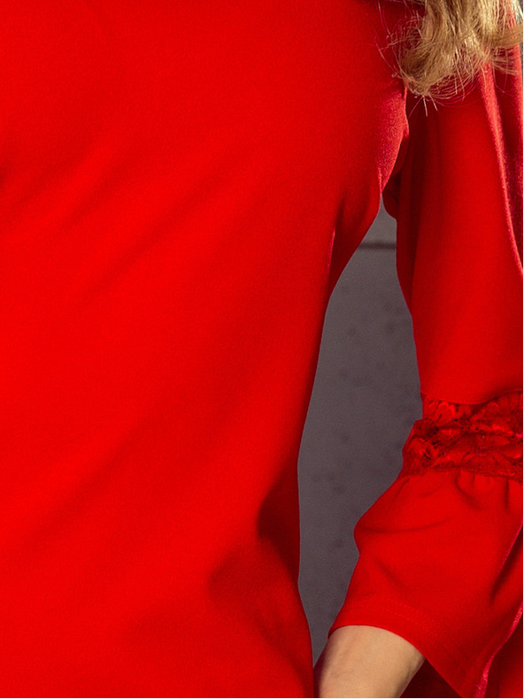 numoco Φόρεμα με μανίκια από δαντέλα - κόκκινο Numoco MARGARET