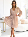 numoco Μίντι φόρεμα από σιφόν με μακριά μανίκια και λαιμόκοψη - μπεζ Numoco MILA