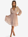 numoco Μίντι φόρεμα από σιφόν με μακριά μανίκια και λαιμόκοψη - μπεζ Numoco MILA