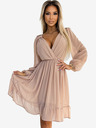numoco Μίντι φόρεμα από σιφόν με μακριά μανίκια και λαιμόκοψη - μπεζ Numoco MILA