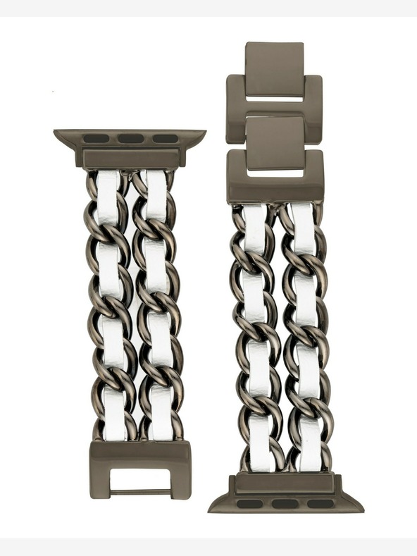 Steve Madden Γυναικείο λουράκι Steve Madden από ατσάλι και vegan δέρμα για Apple Watch 38/40/41mm, WS/1001BKWT424445