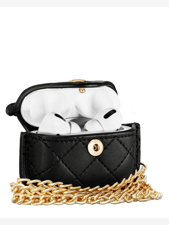 Anne Klein Anne Klein Μαύρη δερμάτινη θήκη ακουστικών Apple AirPods Pro
