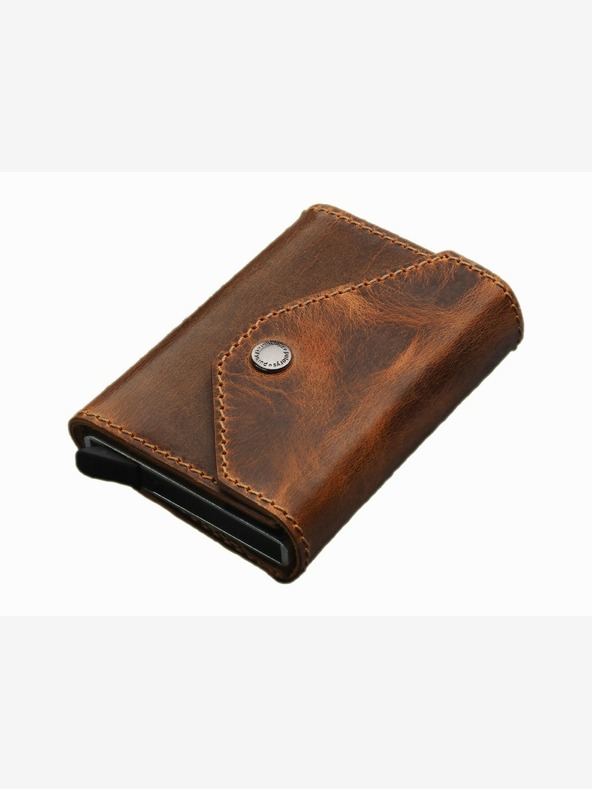 Pularys Pularys ανδρικό δερμάτινο πορτοφόλι καφέ