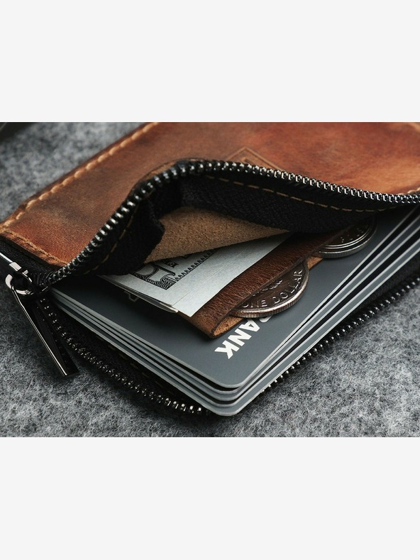 Pularys Pularys Ανδρικό δερμάτινο πορτοφόλι Oldtimer Slim Brown