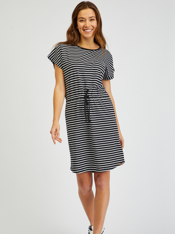 Sam 73 Λευκό και μαύρο γυναικείο ριγέ φόρεμα SAM73 Sagitta