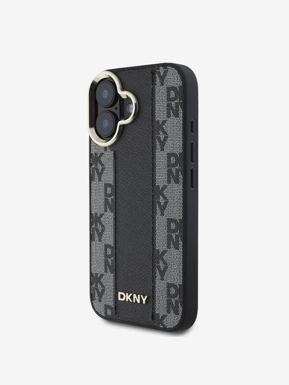 DKNY DKNY PU δέρμα με καρό μοτίβο Magsafe πίσω κάλυμμα για iPhone 16 Plus Μαύρο