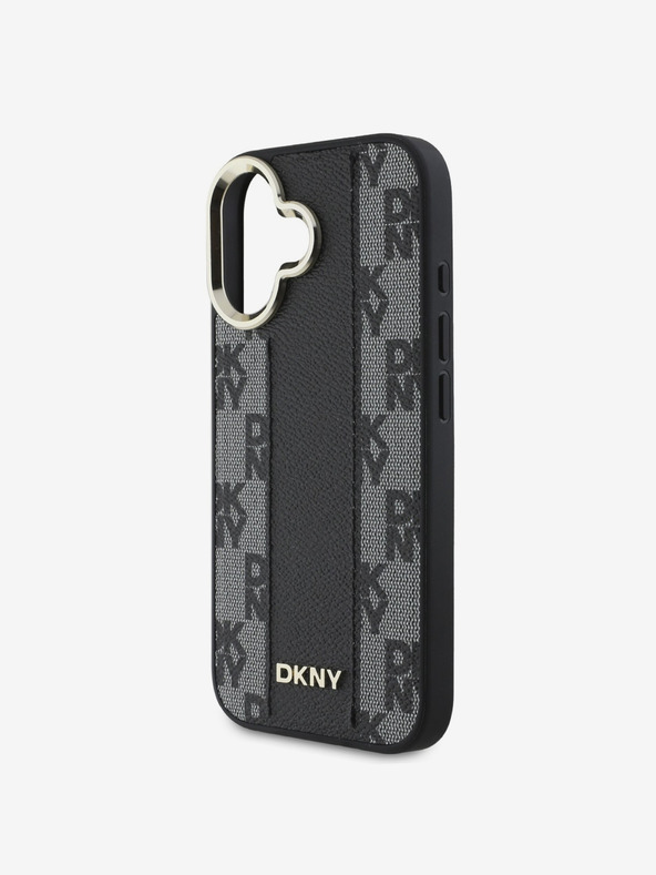 DKNY DKNY PU δέρμα με καρό μοτίβο Magsafe πίσω κάλυμμα για iPhone 16 Plus Μαύρο