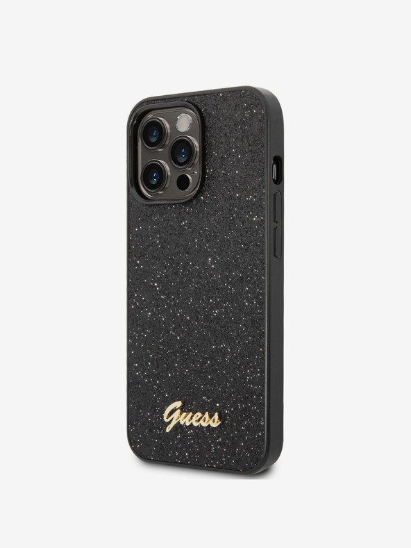 Guess Guess PC/TPU Glitter Flakes μεταλλικό λογότυπο πίσω κάλυμμα για iPhone 14 Pro Max Μαύρο