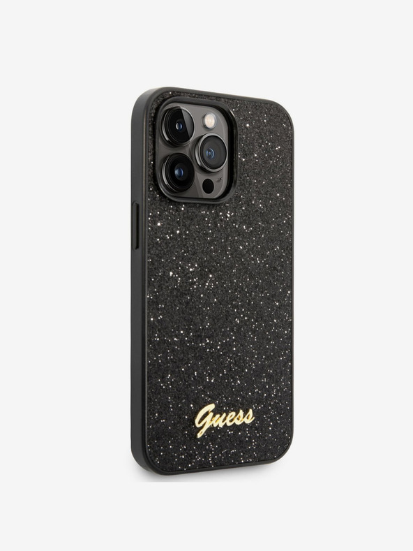 Guess Guess PC/TPU Glitter Flakes μεταλλικό λογότυπο πίσω κάλυμμα για iPhone 14 Pro Max Μαύρο