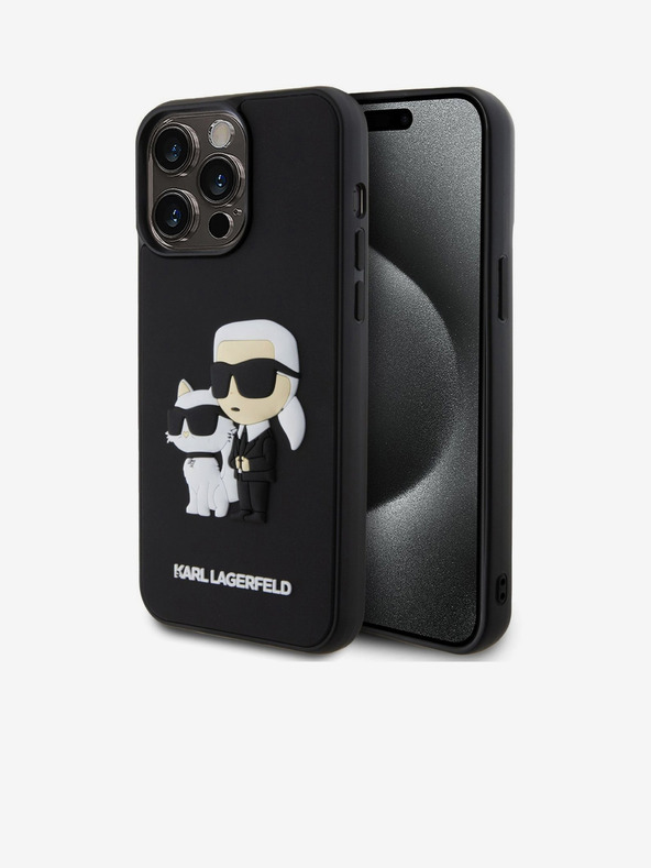 Karl Lagerfeld Πίσω κάλυμμα 3D καουτσούκ Karl and Choupette για iPhone 13 Pro Max Μαύρο Karl Lagerfeld